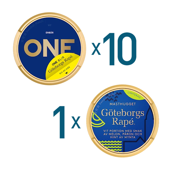 10 dosor ONE Blå och 1 dosa Göteborgs Rapé Masthugget Mixpaket